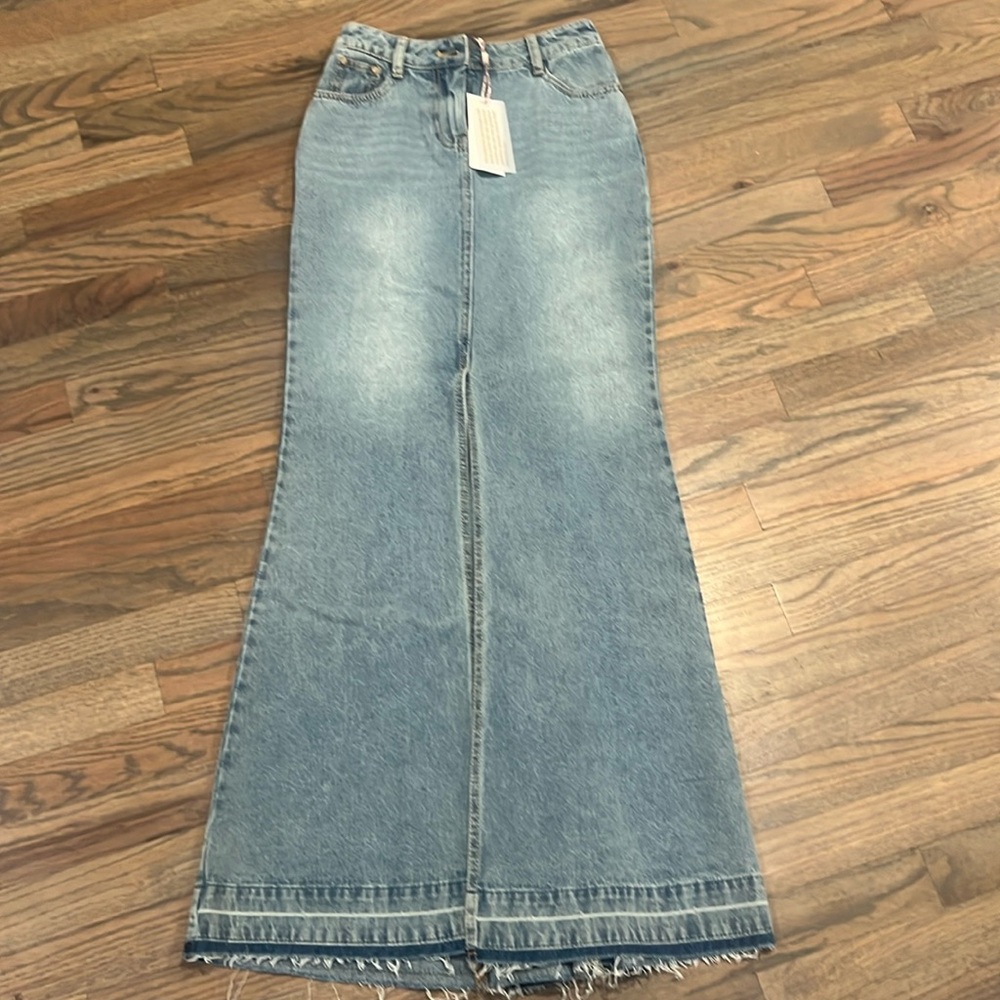 NWT Loveshack Fancy Risia Skirt. Montauk Blue, Size 24